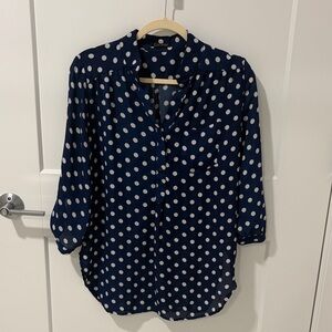 Chic Navy Polka Dot Blouse